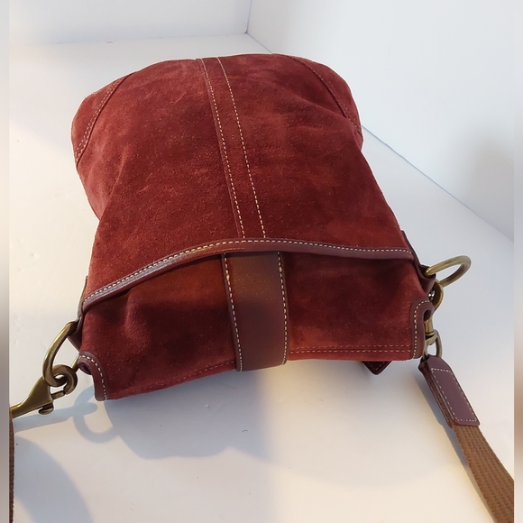 Coach Rust Brown Suede Crossbody Bag - Picture 10 of 16